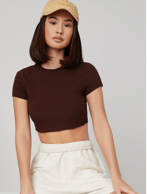 Casual Short Sleeves Plain Top