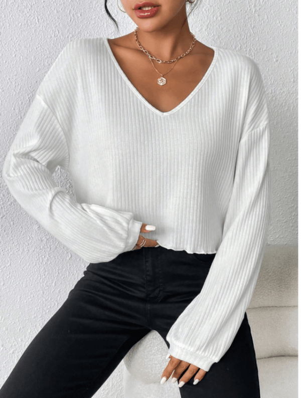 Casual Full Sleeves V-neck Top - Image 2