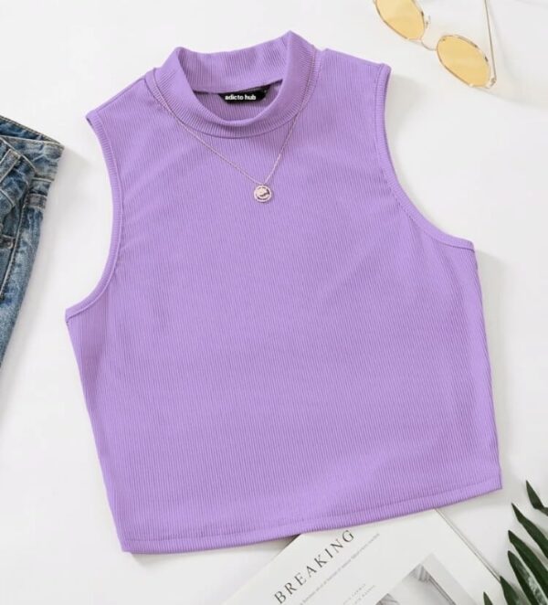 High Neck Sleeveless Women Crop Top