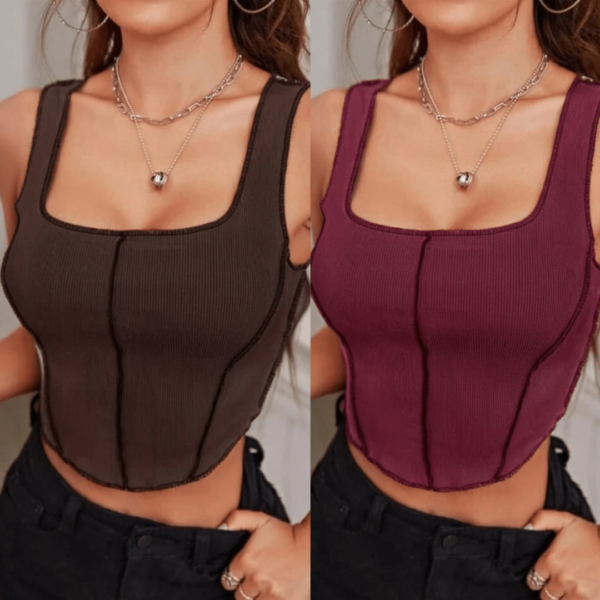 ADICTO Stitching Asymmetrical Hem Tank Top
