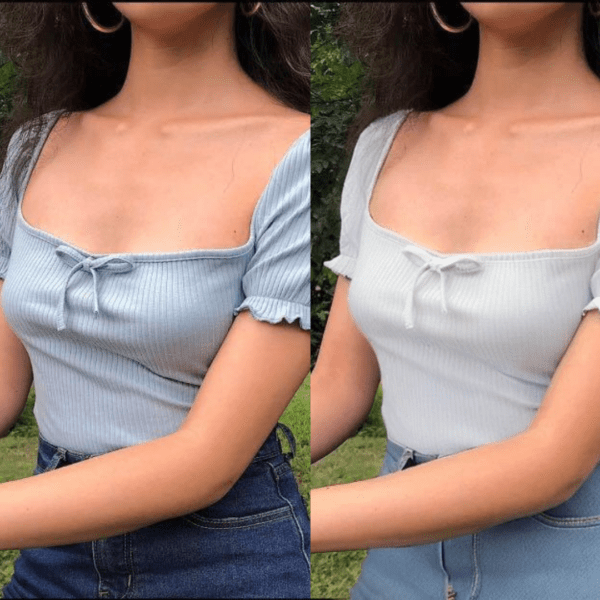 ADICTO Lace Neck Ribbed Top